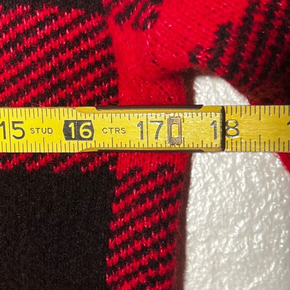 Loft Petites SP Red Black Buffalo Plaid Turtleneck Tunic Sweater Nylon/Acrylic - Picture 10 of 12